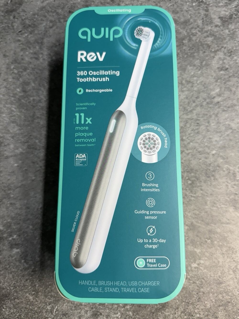 Quip 360 Oscillating Toothbrush Rechargeable w/ Traveling Case - White NEW!
